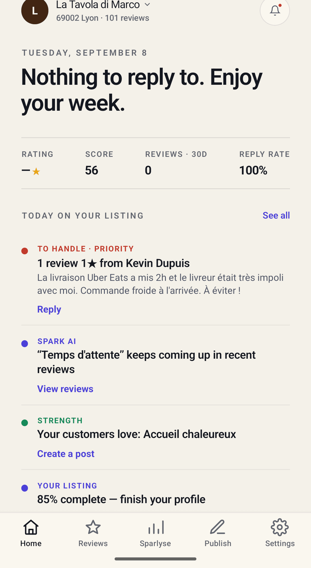 Sparkavis — Dashboard
