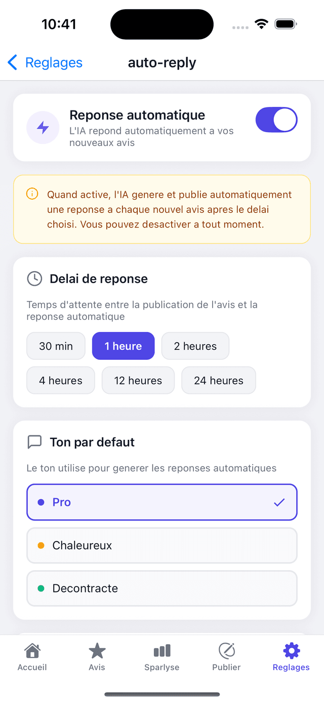 Des reponses automatiques 24/7 a vos avis Google